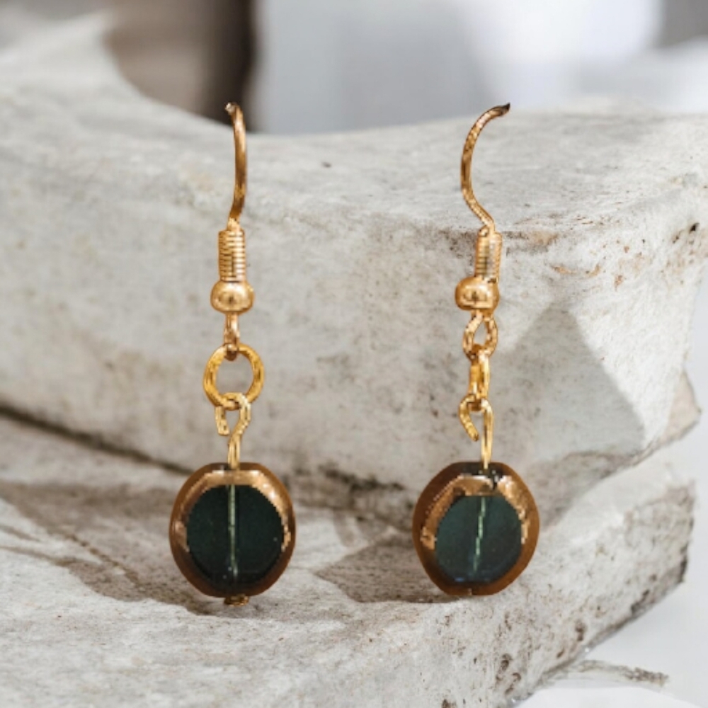 Elegant Gold and Green Earrings